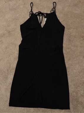 Vintage Forever 21 Black Sleeveless Mini Dress with Tie Back Straps